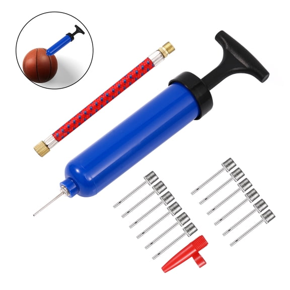 8" Portable Hand Air Ball Pump Inflator Kit with Needle, Nozzle, Extension Hose for Soccer Basketball Football Volleyball Water Polo Rugby Exercise Sports Ball Balloon Swim Inflatables
