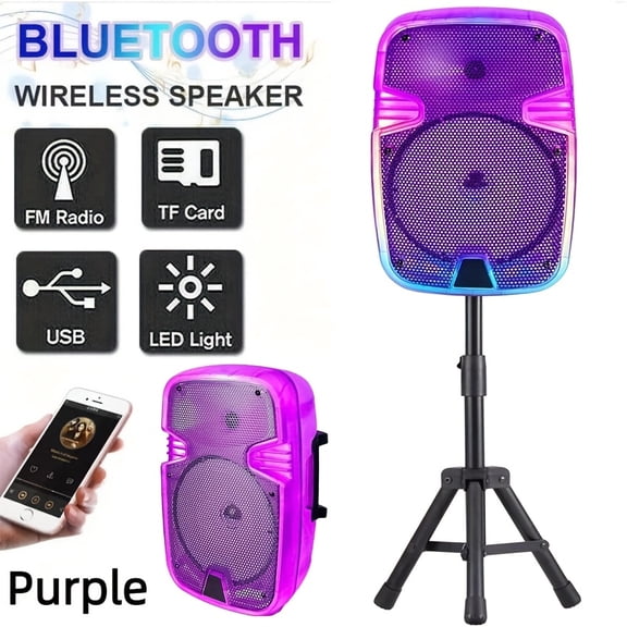 8" Portable PA Speaker System - 1100W Max, Rechargeable Battery, Flashing LED Lights, Karaoke Machine, FM/USB/Aux/SD Player, Tripod Stand & Trolley Handle for Parties, Weddings, DJ Events