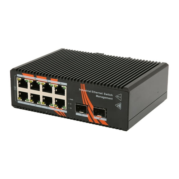 8 Ports Gigabit Ethernet Switch DIN Rail Wall Mount RJ45 10 100 1000Mbps Unmanaged DIN Rail Switch with 2 SFP Fiber Ports