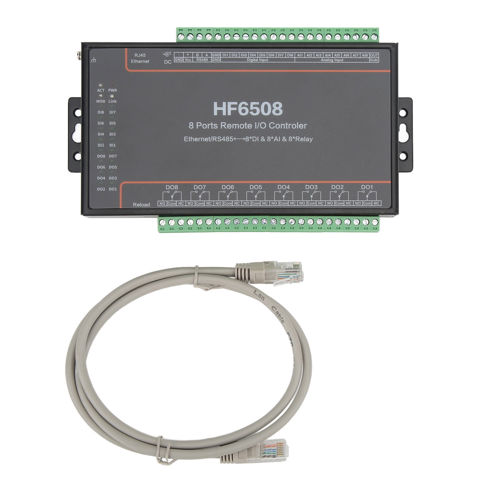 8 Ports Relay Network Controller 5-40V DC RS485 Ethernet Data Collector ...