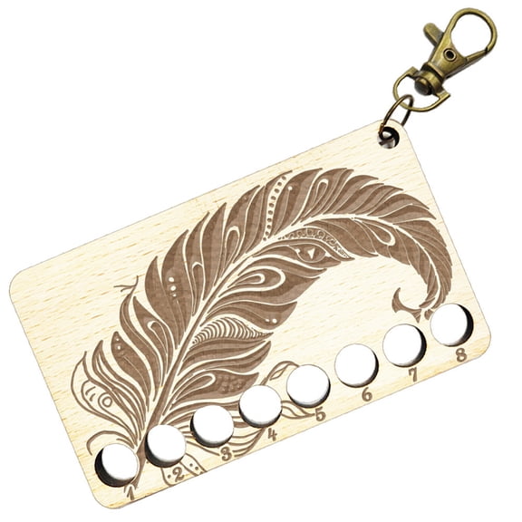 8-Position Wood Embroidery Thread Storage Trays Laser Cut Thread Spool Organizer Holder with Swivel Clasp Feather 100x60x3mm Hole: 10mm for DIY