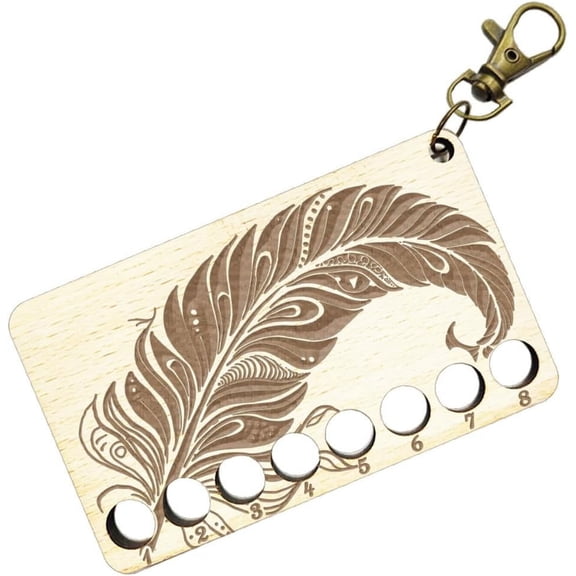 8-Position Wood Embroidery Thread Storage Trays Laser Cut Thread Spool Organizer Holder with Swivel Clasp Feather 100x60x3mm Hole: 10mm