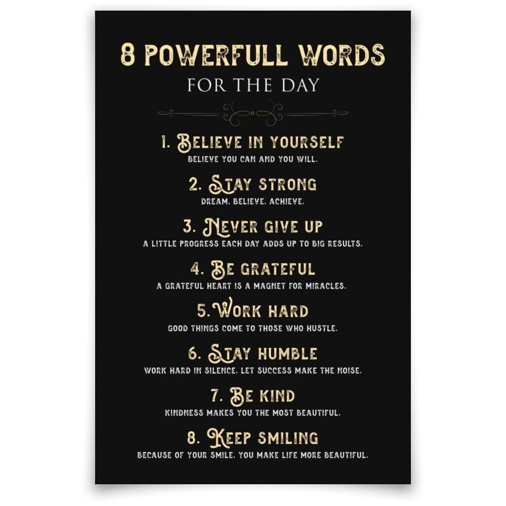 8 Powerful Words Poster Inspirational Phrases (1) Wall Art Prints ...