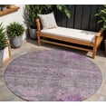 thumbnail image 1 of HomeRoots 606208 8 ft. Purple & Gray Round Floral Washable Indoor & Outdoor Area Rug, 1 of 5