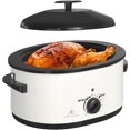 thumbnail image 1 of 8 QT Electric Roaster Oven with Self-Basting Lid, Turkey Roaster Oven with Defrost Warm Function, Removable Pan and Rack, Stainless Steel White, 1 of 7