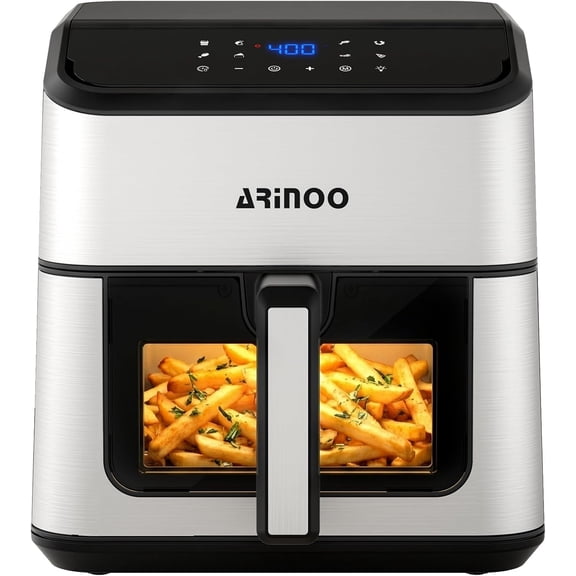 8 Qt 8-in-1 Air Fryer with Viewing Window, 360 Rapid Air, 1500W, 180 F400 F, Nonstick Dishwasher-Safe Basket, PFAS-Free