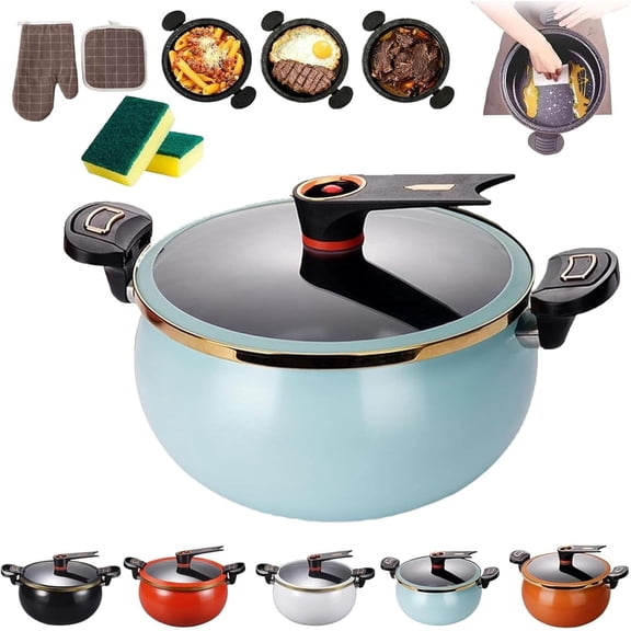 8 Qt Micro Pressure Cooker with Anti-Scalding Handle, Visible Transparent Glass Cover, for Cooking Beginners