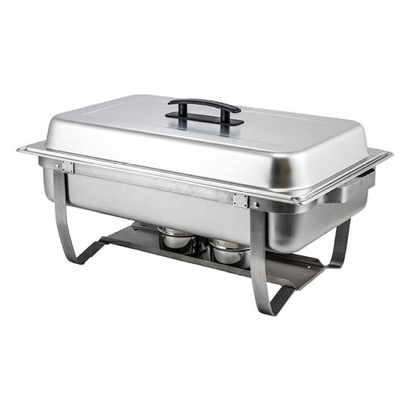 8 Quart Chafer with Folding Stand - Full Size Stainless Steel Food Warmer - Catering Buffet Server - Hotel Banquet Chafer Set