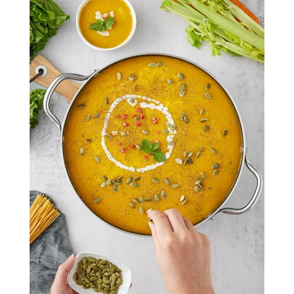 8 Quart Cooking Pot, Large Non Stick Induction Stock Pots with Lid, All Stove Compatible, 8 QT Aluminum Soup/Stew Pot For Families of 35,