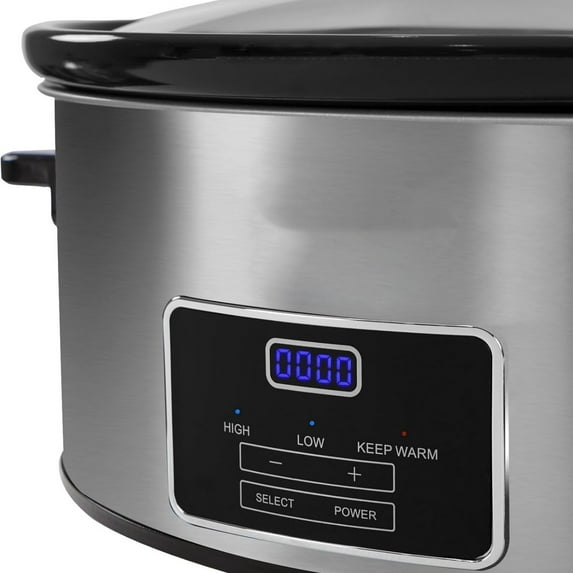 8-Quart Digital Programmable Slow Cooker with Timer - Small Kitchen Appliance for Family Dinners - Serves 10+ People - Heat Settings: Keep Warm, Low and High