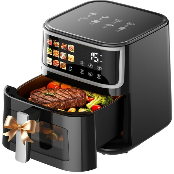 Air Fryer, LED Digital Color Display with Easy-View Window, 9QT for 4-6 People, 1700W Powerful Heating, Nonstick & Dishwasher Safe Frying Basket, 85% Less Oil