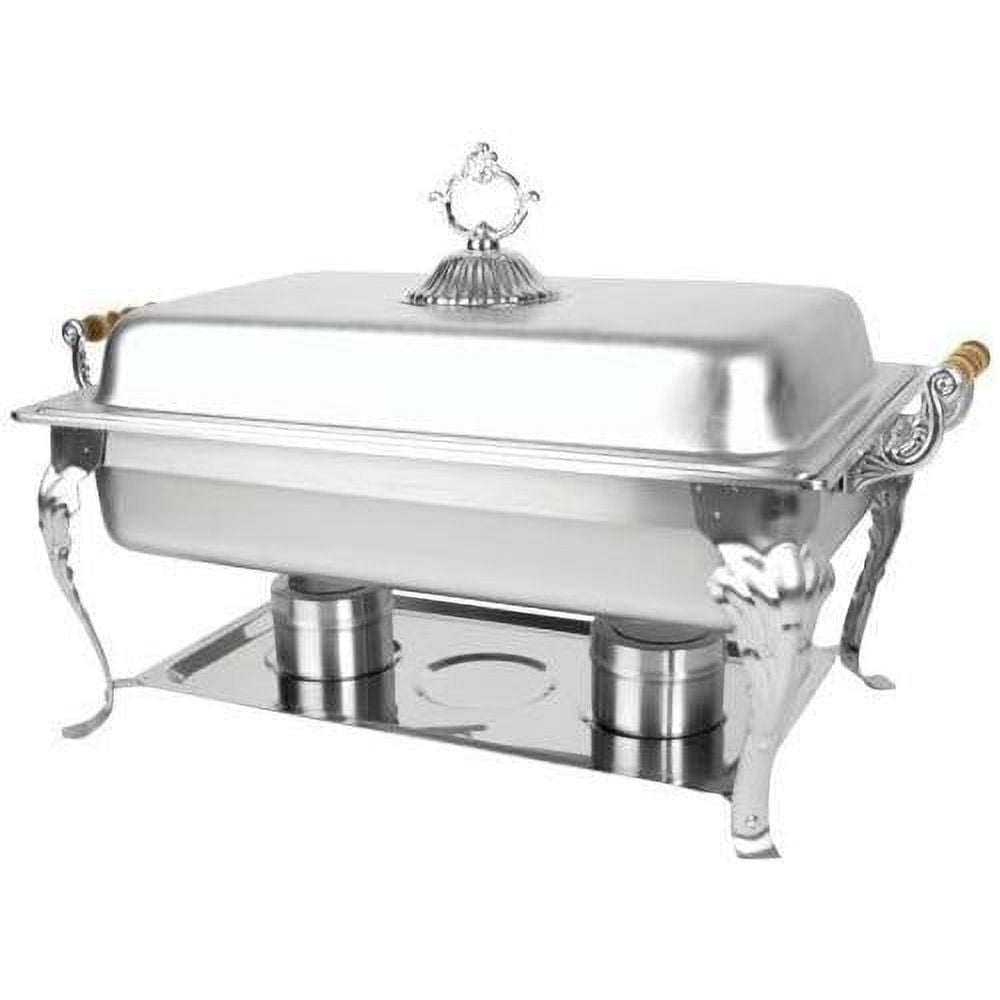 8Quart Full Size Chafer With Wood Handle, Stainless Steel Chafing Dish