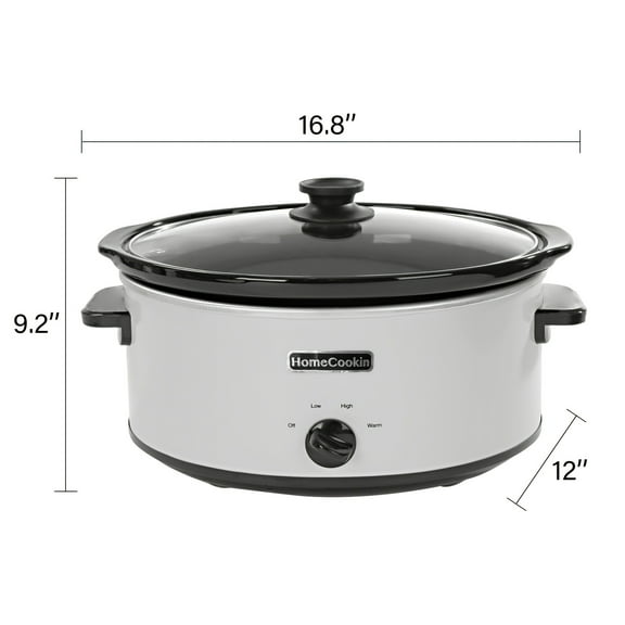 8-Quart Oval Manual Slow Cooker with 3-Position Heat Control, Black Ceramic and Metal Construction, Glass Lid, Ideal for Home Cooking