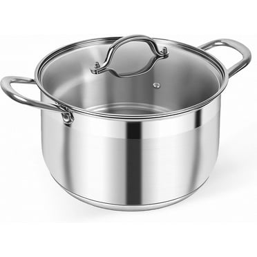 8 Quart Stainless Steel Stock Pot with Visible Lid Heavy Duty Nonstick Cookware