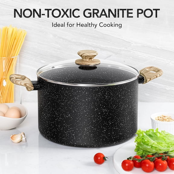 8 Quart Stock Pot with Lid, Nonstick Cooking Pots for Induction Stovetop