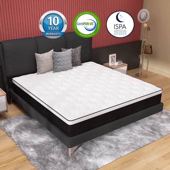 MEANDAROL 8" Queen Size Hybrid Mattress,Pocket Spring and Gel Infused Memory Foam in a Box,Medium,Adult