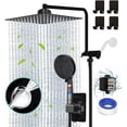 thumbnail image 1 of 8" Rain Shower Head with Handheld Dual Filtered Showerhead for Hard Water Matte Black Rainfall Shower Head with 10 Setting Handheld Built-in 2 Power Wash +12" Shower Extension Arm,79" Hose & 4 Hooks, 1 of 5
