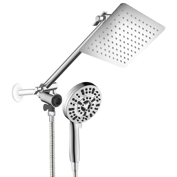 8" Rain Shower Head with Handheld Spray Combo, 11 inch Adjustable Extension Arm, 10 Mode 20 Stage Filter Shower Head with Magnetic Dock, 59" Hose, Stainless Steel High Pressure Rainfall Shower System