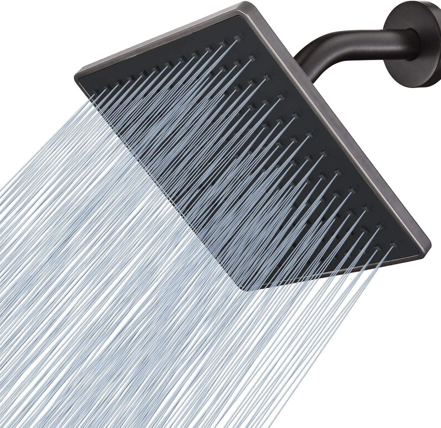 8" Rain Shower Head - Luxury Modern Look - The Adjustable Replacement For Your Bathroom Showerhead - Square High Flow Rainfall Showers (Oil Rubbed Bronze)