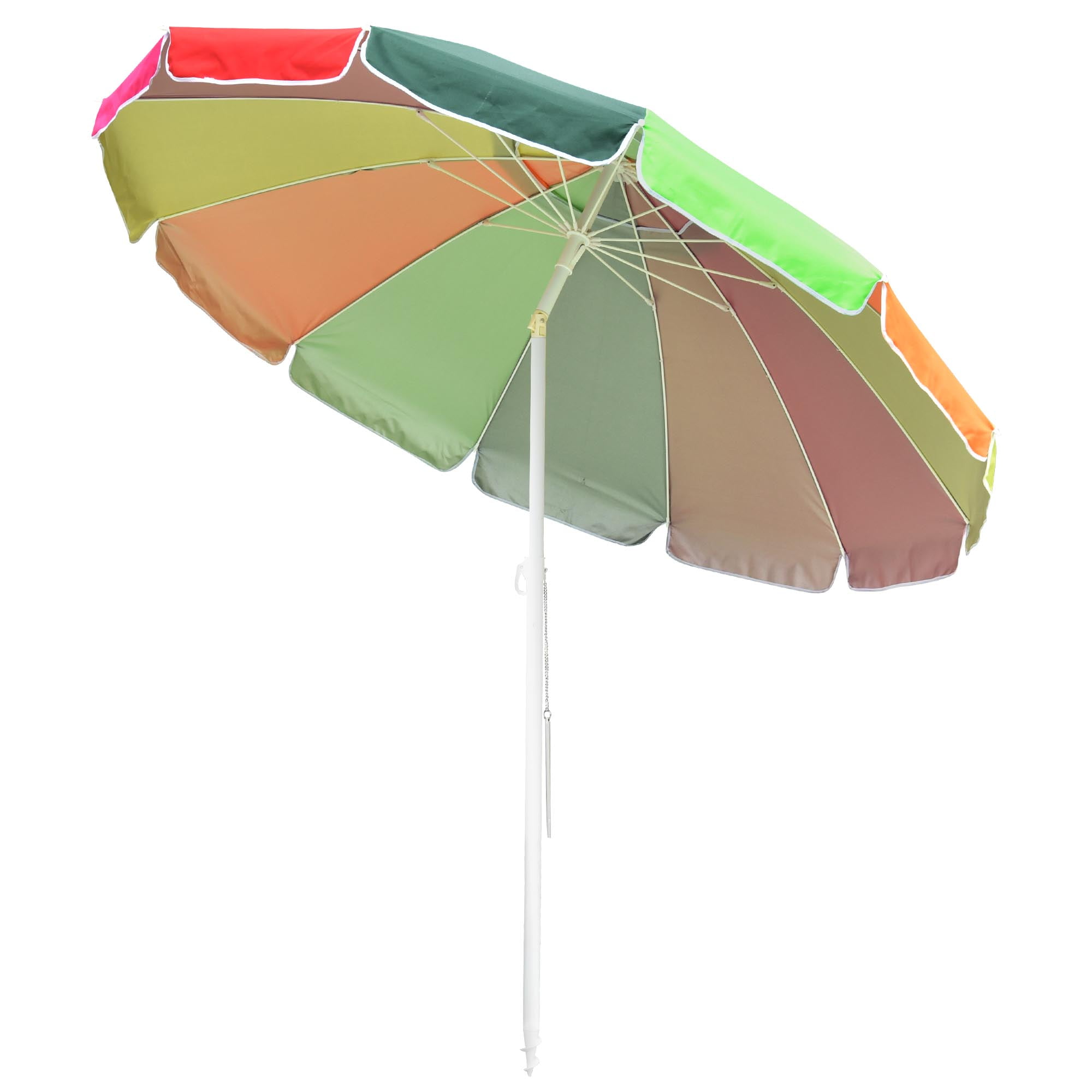 8' Rainbow Beach Umbrella Sunshade with Tilt Sand Anchor UV Protection