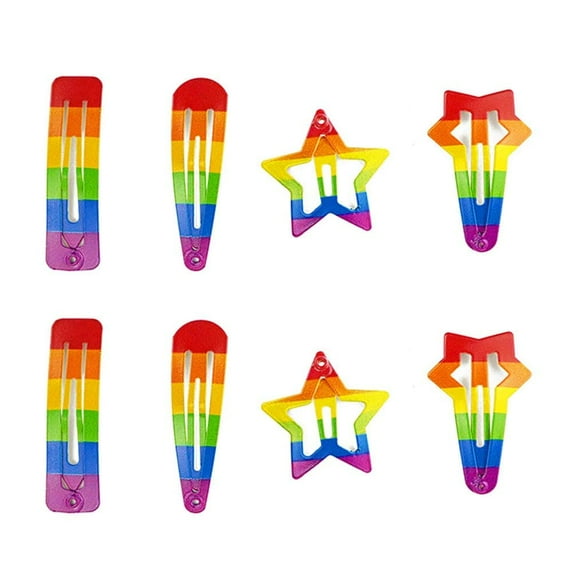 8 Rainbow Pride Snap Clips, Pride Rainbow Hair Accessories, No Slip Metal Hair Clips, Hair Barrettes for PRIDE Month Parades , Party , Carnival and Celebrations