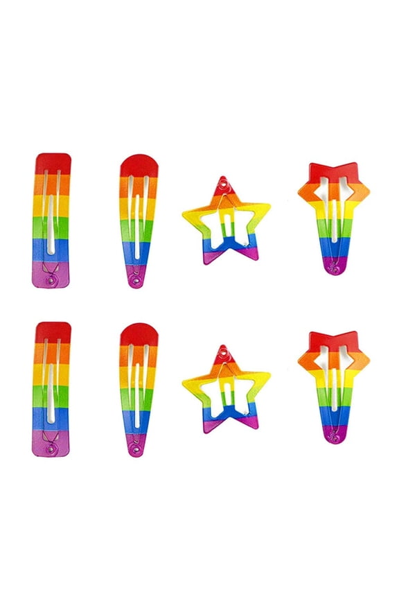 8 Rainbow Pride Snap Clips, Pride Rainbow Hair Accessories, No Slip Metal Hair Clips, Hair Barrettes for PRIDE Month Parades , Party , Carnival and Celebrations