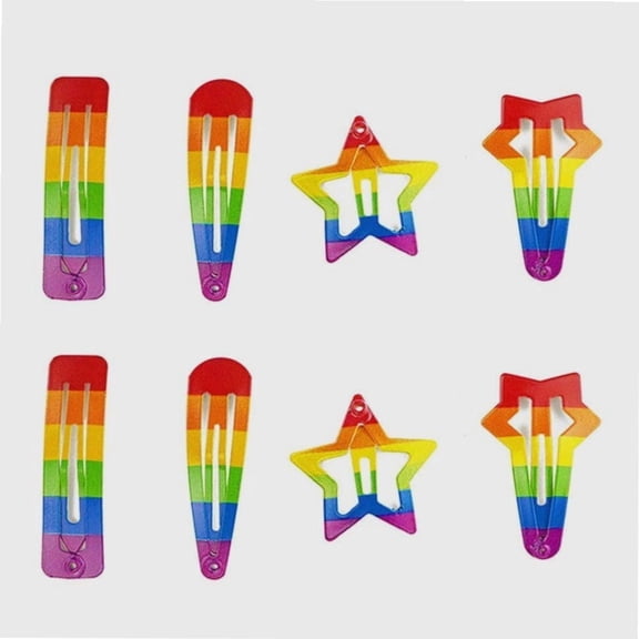 8 Rainbow Pride Snap Clips, Pride Rainbow Hair Accessories, No Slip Metal Hair Clips, Hair Barrettes for PRIDE Month Parades , Party , Carnival and Celebrations