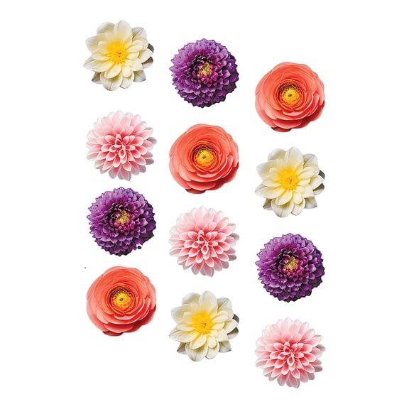 8" Realistic Flower Party Spring Flowers Cardstock Cutout Decorations - 12 Pieces