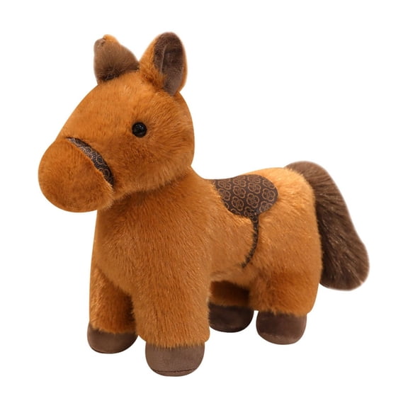 8" Realistic Horse Stuffed Animal – Cute Brown Horse Plush Toy, Soft Horse Plushies for Home Décor, Sofa, Bed, Office, Collectible Display & Gift Giving, Adorable Farm Animal Plush Doll