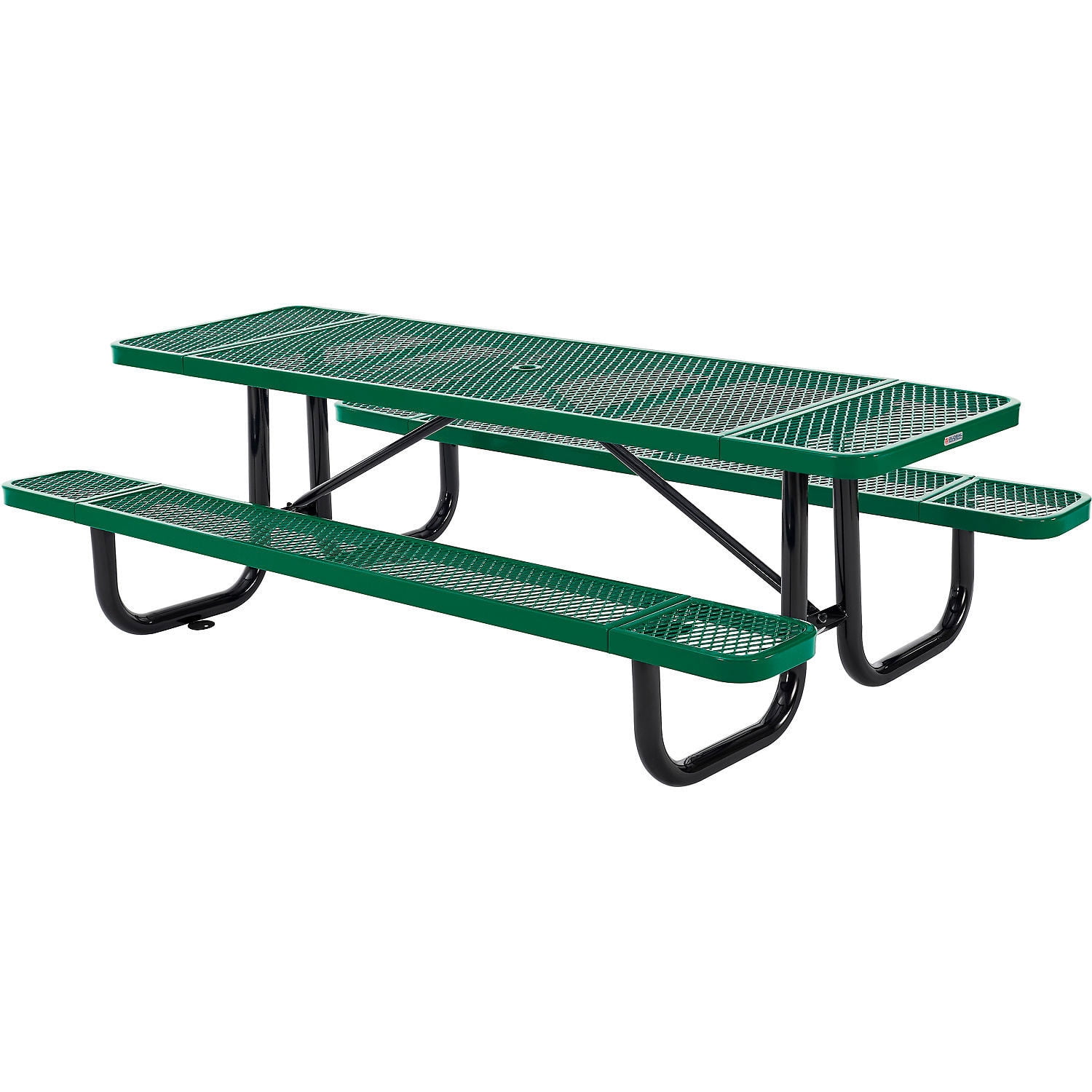Green Expanded Metal 8' Picnic Table with Black Steel Frame
