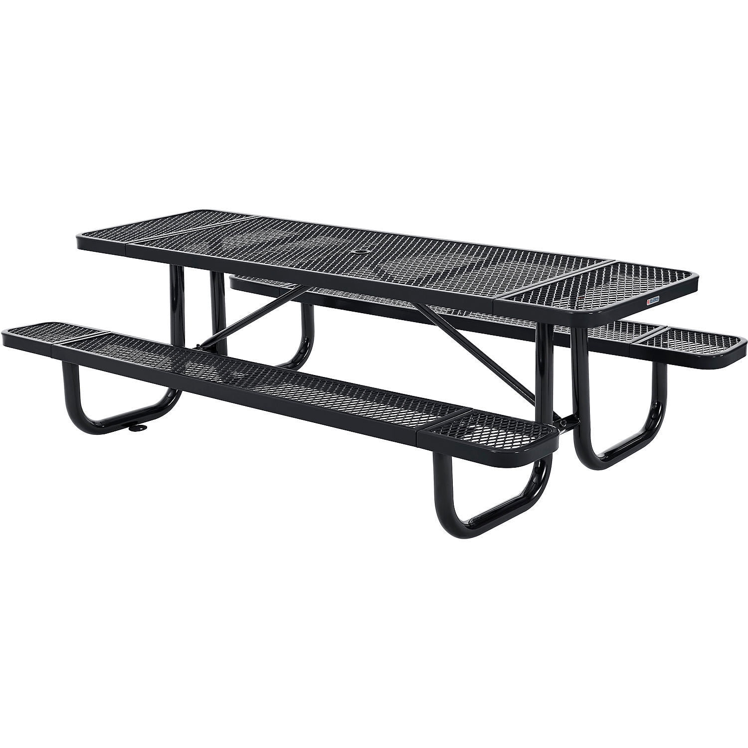 8' Black Metal Mesh Rectangular Picnic Table