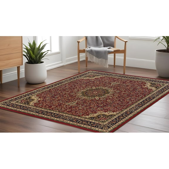 8' Red And Blue Oriental Square Rug