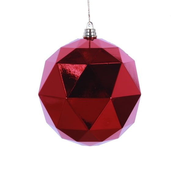 8" Red Shiny Geometric Ball