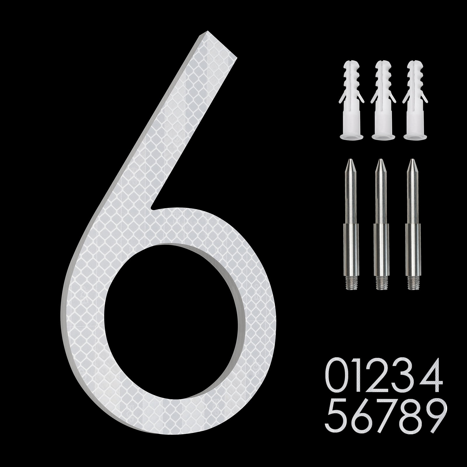8" Reflective Address Numbers For House,Modern House Numbers Large