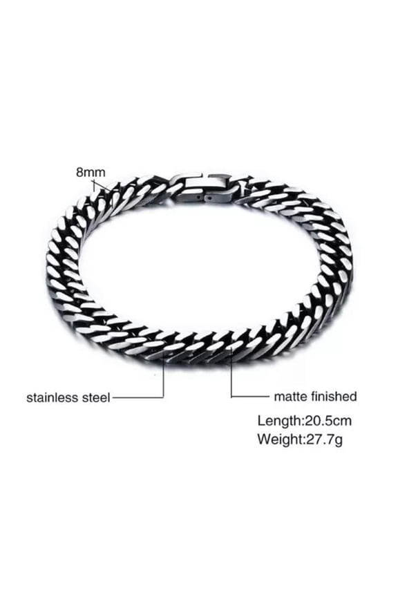 8" Retro Gray Punk Party Bangles Male Jewelry Stainless Steel Chain Men Bracelet
