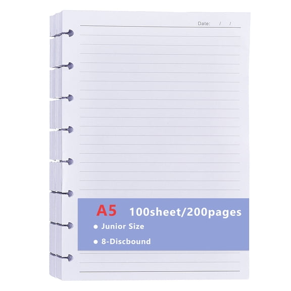 8-Ring A5 Loose-leaf Notebook Refills Paper Hand Account Binder Release Paper White 210x148x0.01mm 100pcs/set