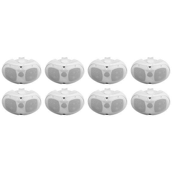 (8) Rockville D4-70 White Dual 4" 70v Commercial/Restaurant Wall Mount Speakers