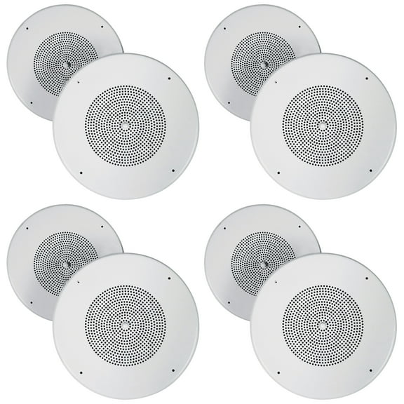 (8) Rockville MC80 Metal 8" 70 Volt Commercial Background PA Ceiling Speakers