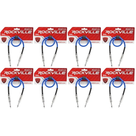 8 Rockville RCGT1.5BL 1.5' 1/4" TS to 1/4'' TS Guitar/Instrument Cable