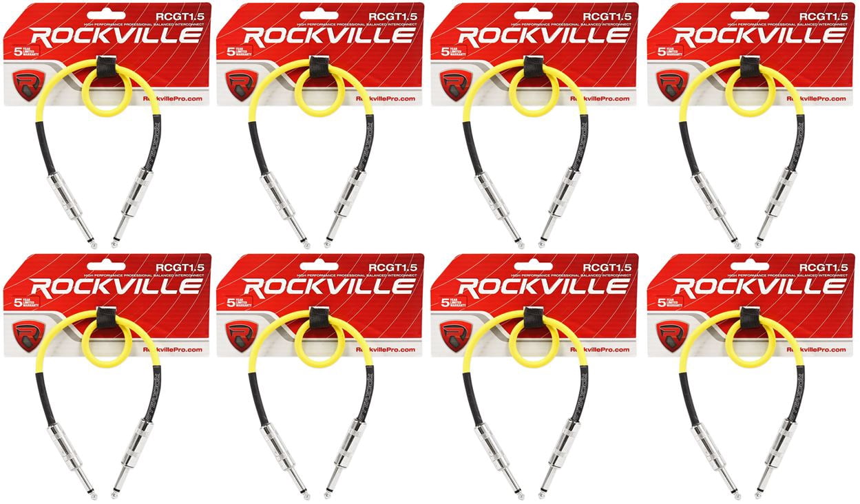 8 Rockville RCGT1.5Y 1.5'  1/4" TS to 1/4'' TS Guitar/Instrument Cable