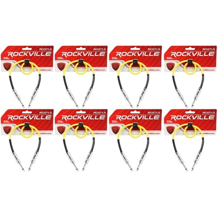 8 Rockville RCGT1.5Y 1.5' 1/4" TS to 1/4'' TS Guitar/Instrument Cable