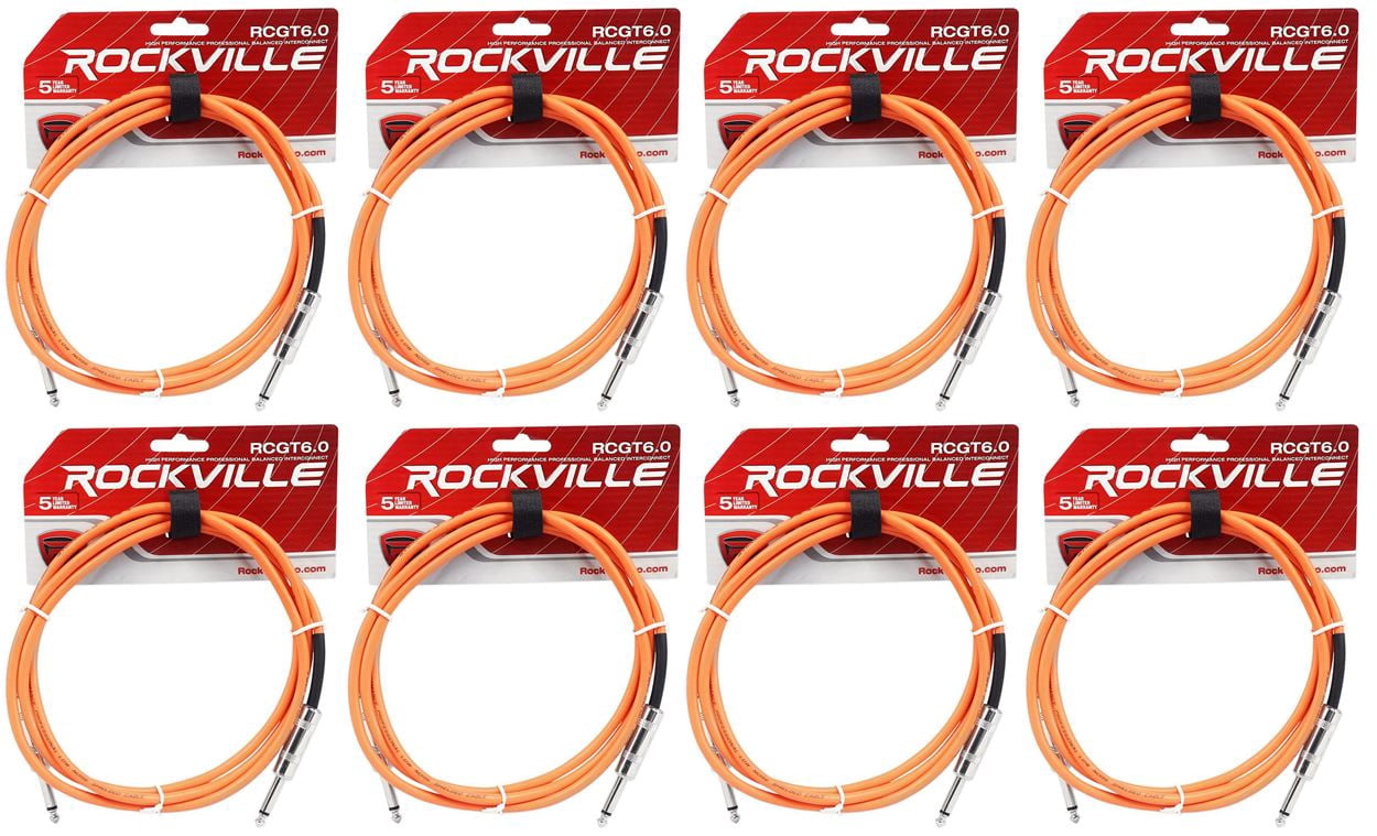 8 Rockville RCGT6.0O 6'  1/4" TS to 1/4'' TS Guitar/Instrument Cable