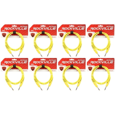 8 Rockville RCTR106Y Yellow 6' 1/4'' TRS to 1/4'' TRS Cable 100% Copper