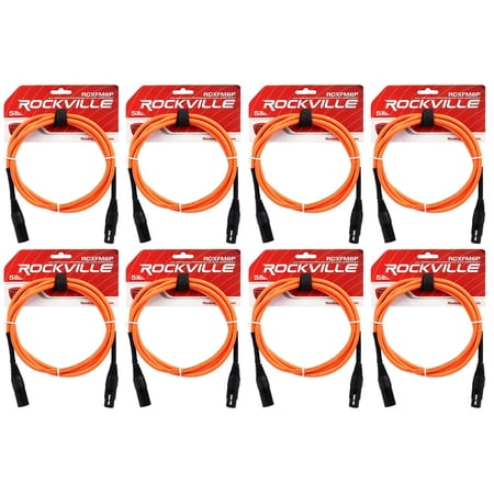 8 Rockville RCXFM6P-O Orange 6' Female to Male REAN XLR Mic Cable 100% Copper