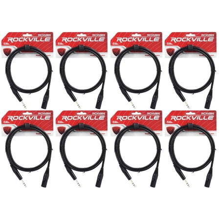 8 Rockville RCXMB6-B Black 6' Male REAN XLR to 1/4'' TRS Balanced Cables