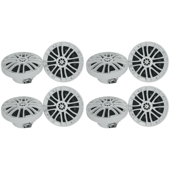 (8) Rockville RM-PREMIUM-65 WHITE 6.5" 600w Marine Boat Speakers - Crisp Sound!
