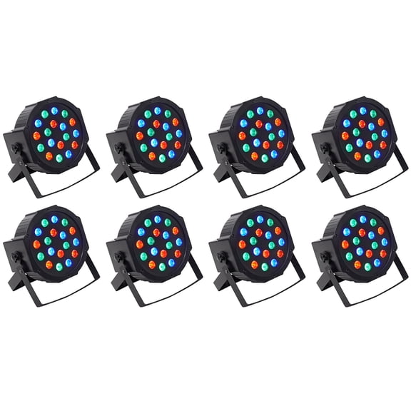 (8) Rockville RockPAR50 LED RGB Compact Par Can DJ/Club DMX Wash Lights
