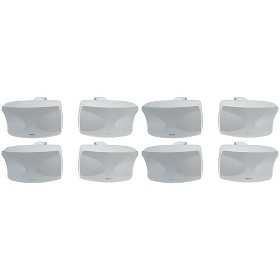 (8) Rockville WET-44 PRO Dual 4" 4-Way Swivel 70V Commercial Speakers in White
