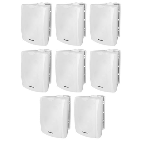 8) Rockville WET-6W 70V 6.5" IPX55 White Commercial Indoor/Outdoor Wall Speakers