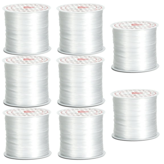 8 Rolls 1mm Elastic String For Bracelets White 1312Ft Stretchy Cords Stretch Bead Cord Elastic Beading Thread for Bracelet Necklaces Clay Beads Jewelry Making